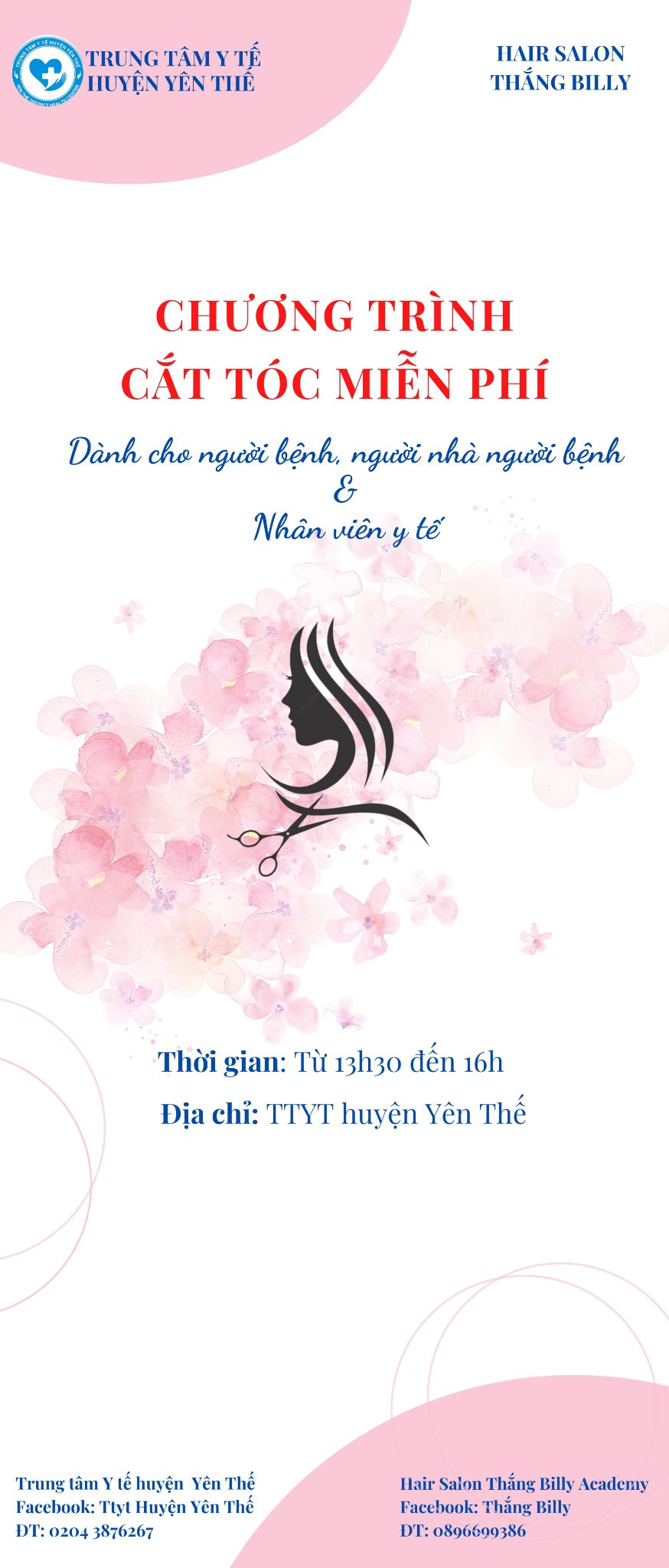 Trung tâm Y tế phối hợp với Salon Thắng Billy tổ chức buổi cắt tóc miễn phí dành cho người bệnh,...