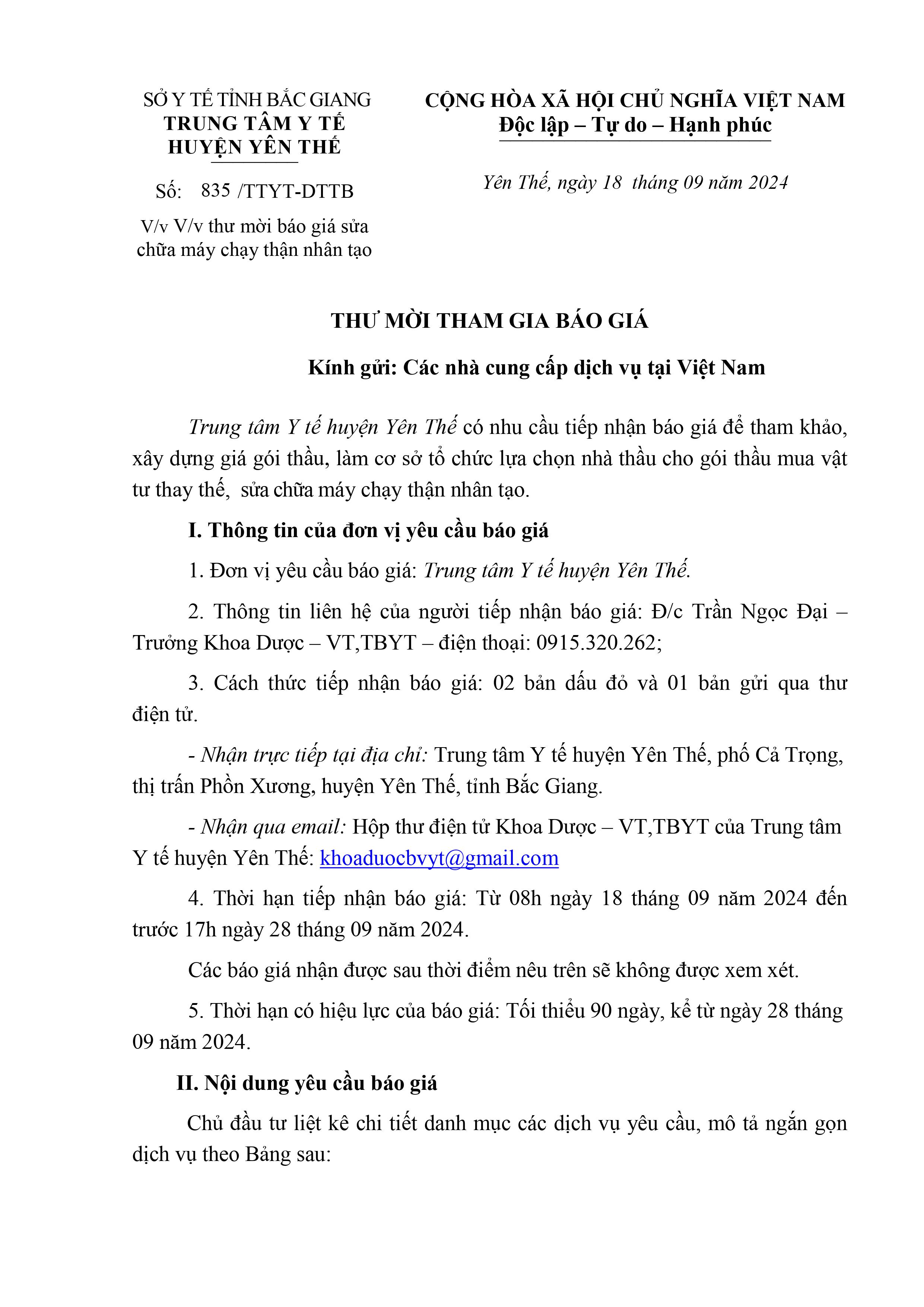 Thư mời báo giá sữa chữa máy chạy thận nhân tạo|https://trungtamytehuyenyenthe.vn/zh_CN/chi-tiet-tin-tuc/-/asset_publisher/M0UUAFstbTMq/content/thu-moi-bao-gia-sua-chua-may-chay-than-nhan-t-1