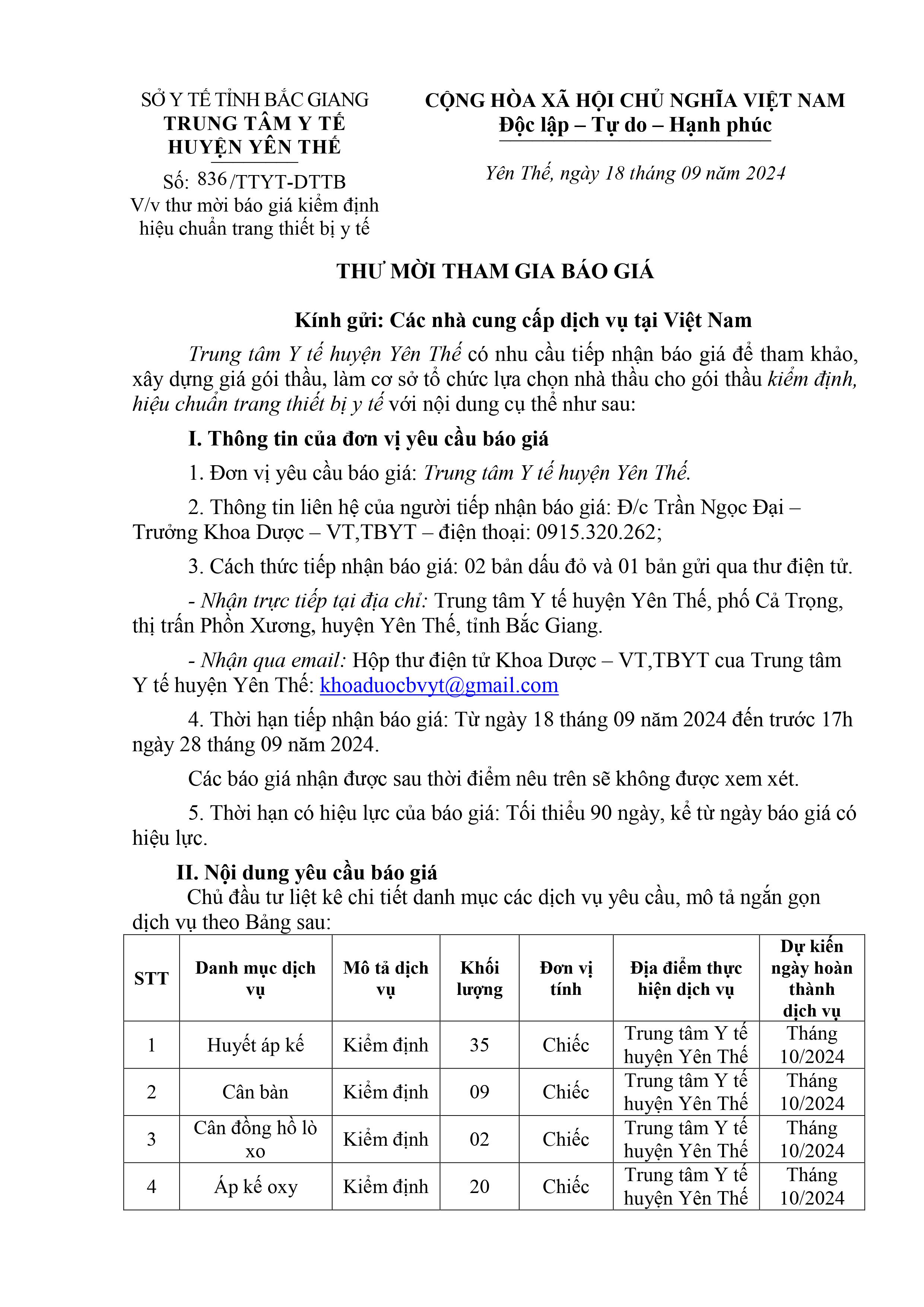 Thư mời báo giá kiểm định hiệu chuẩn trang thiết bị|https://trungtamytehuyenyenthe.vn/zh_CN/chi-tiet-tin-tuc/-/asset_publisher/M0UUAFstbTMq/content/thu-moi-bao-gia-kiem-inh-hieu-chuan-trang-thiet--1