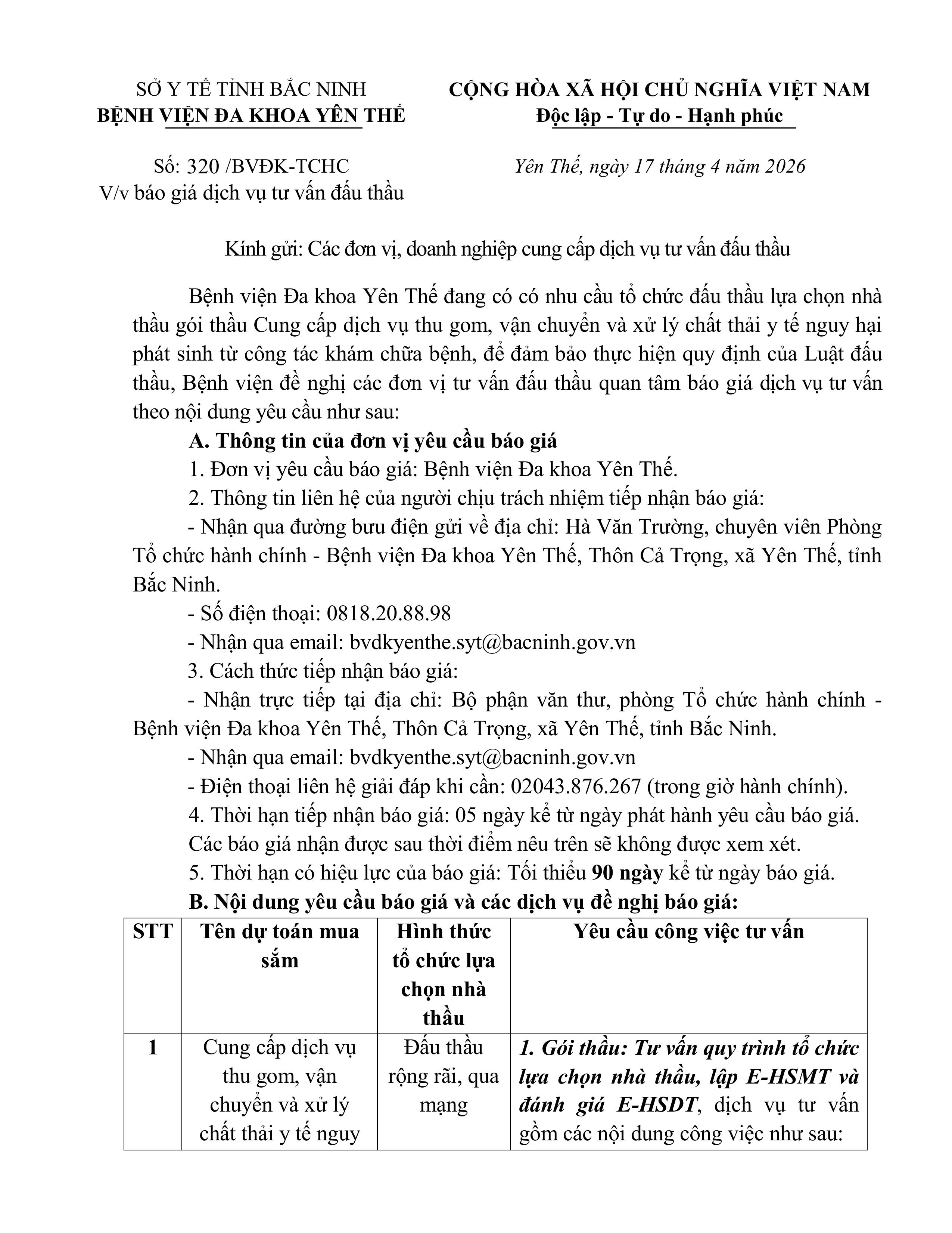Thư mời báo giá dịch vụ tư vấn đấu thầu|https://trungtamytehuyenyenthe.vn/chi-tiet-tin-tuc/-/asset_publisher/eRpXUeVW3L09/content/thu-moi-bao-gia-dich-vu-tu-van-au-thau
