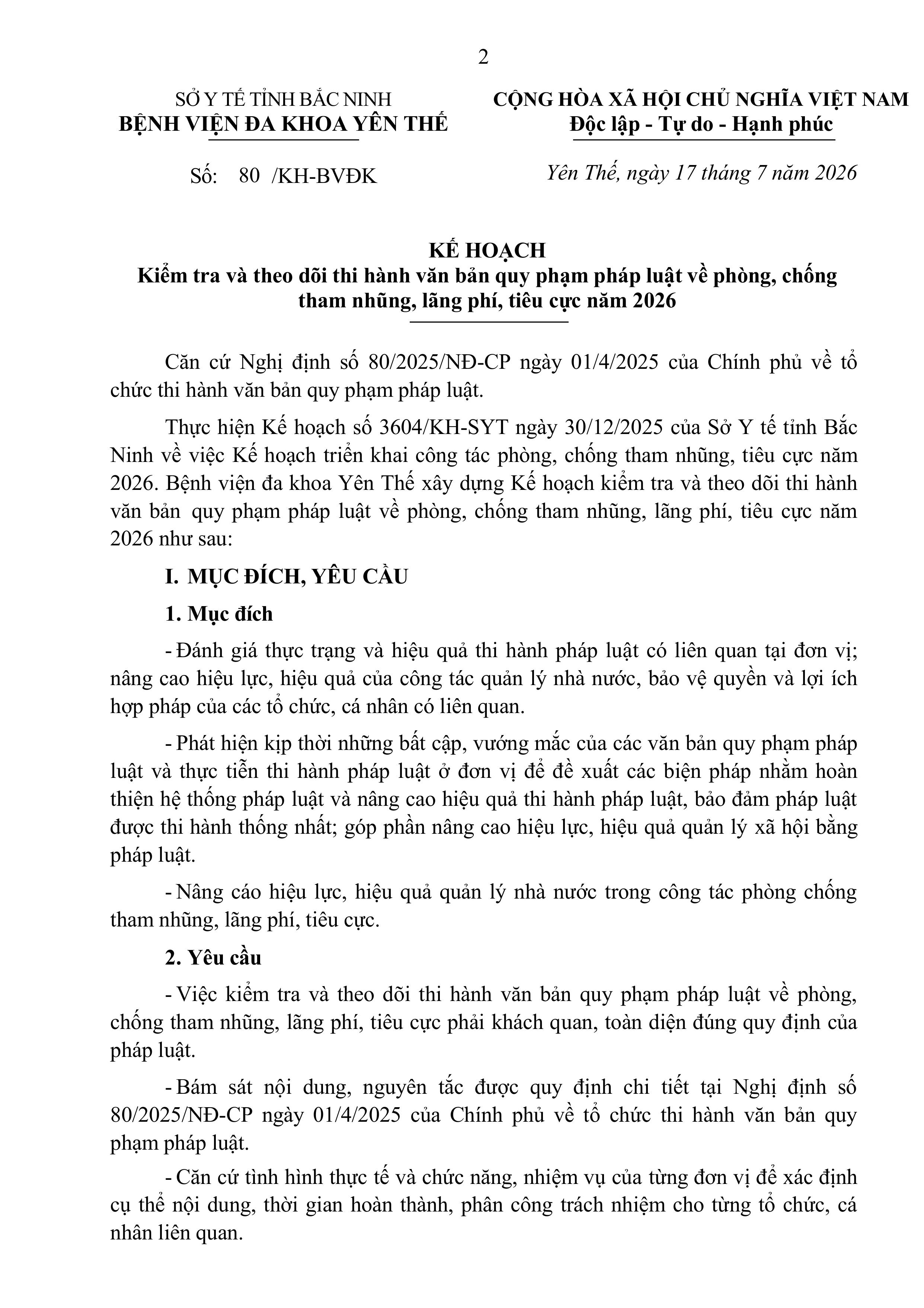 KẾ HOẠCH  Kiểm tra và theo dõi thi hành văn bản quy phạm pháp luật về phòng, chống  tham nhũng,...
