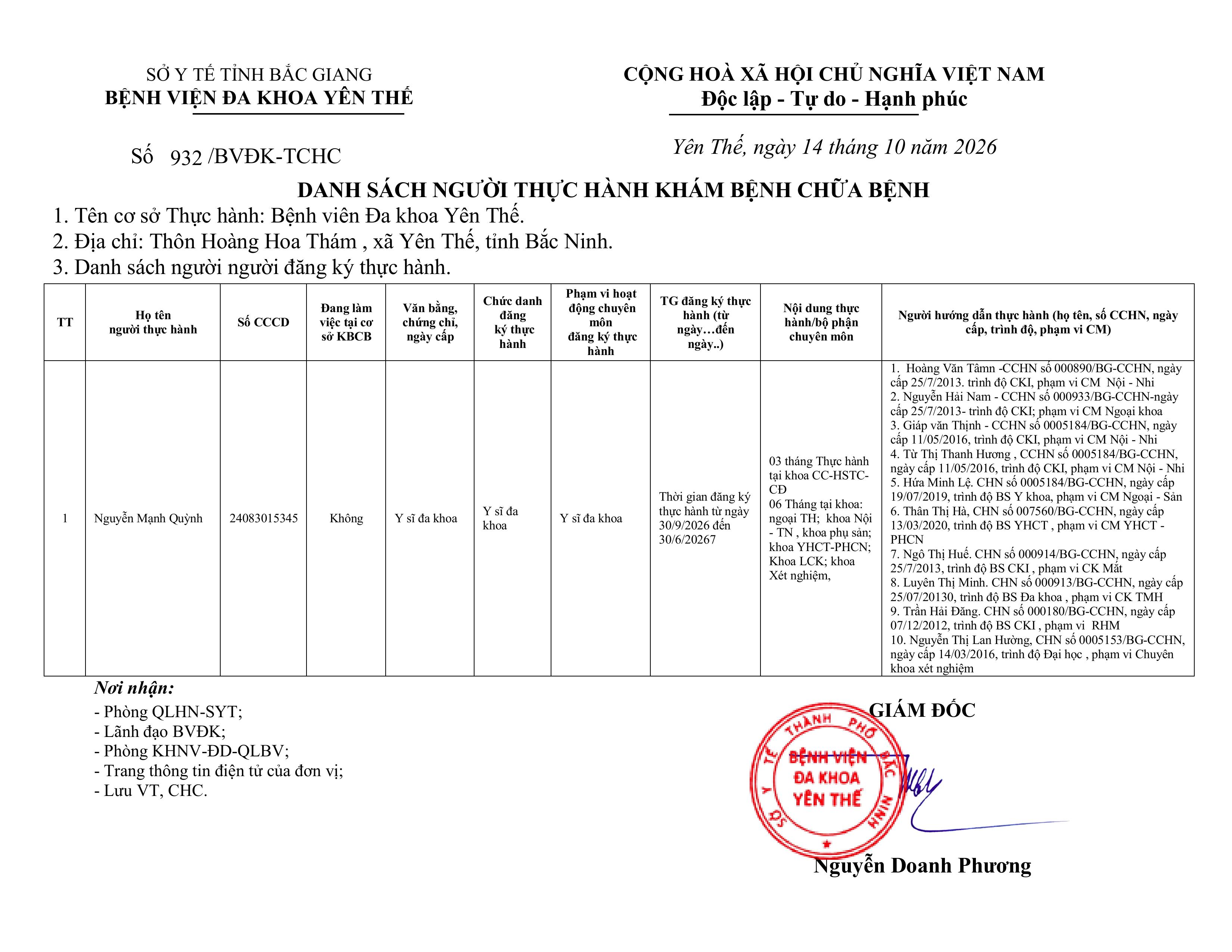 Danh sách người hành nghề KCB tại BVĐK Yên Thế|https://trungtamytehuyenyenthe.vn/chi-tiet-tin-tuc/-/asset_publisher/eRpXUeVW3L09/content/danh-sach-nguoi-hanh-nghe-kcb-tai-bv-k-yen-the